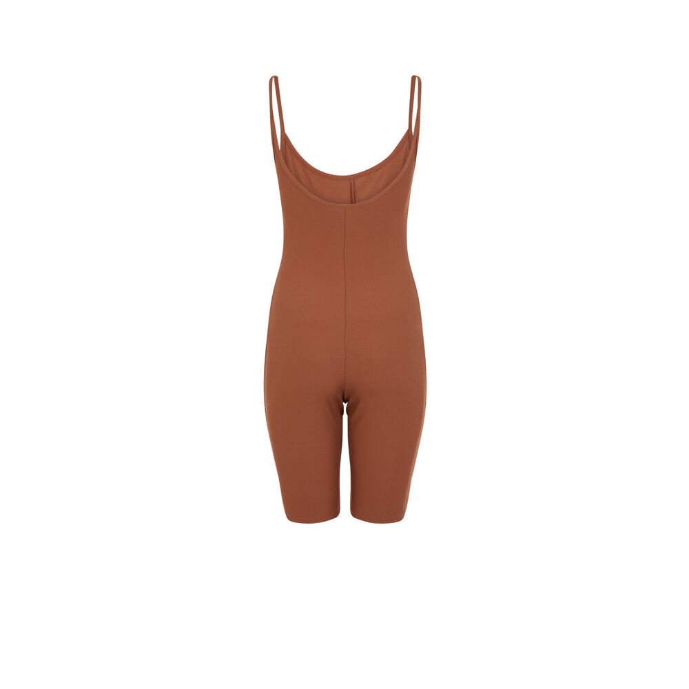 Combishort à fines bretelles - marron marron.