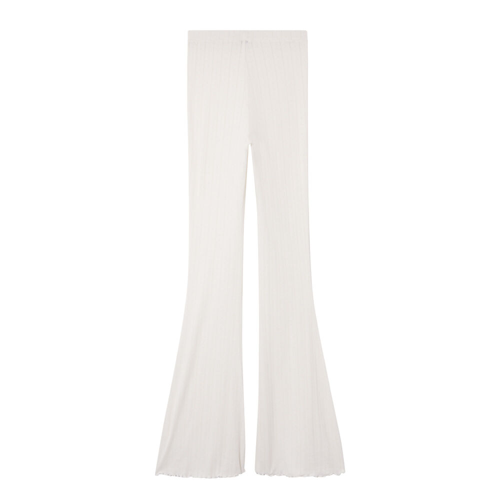 Pantalon flare maille pointelle - écru ecru.