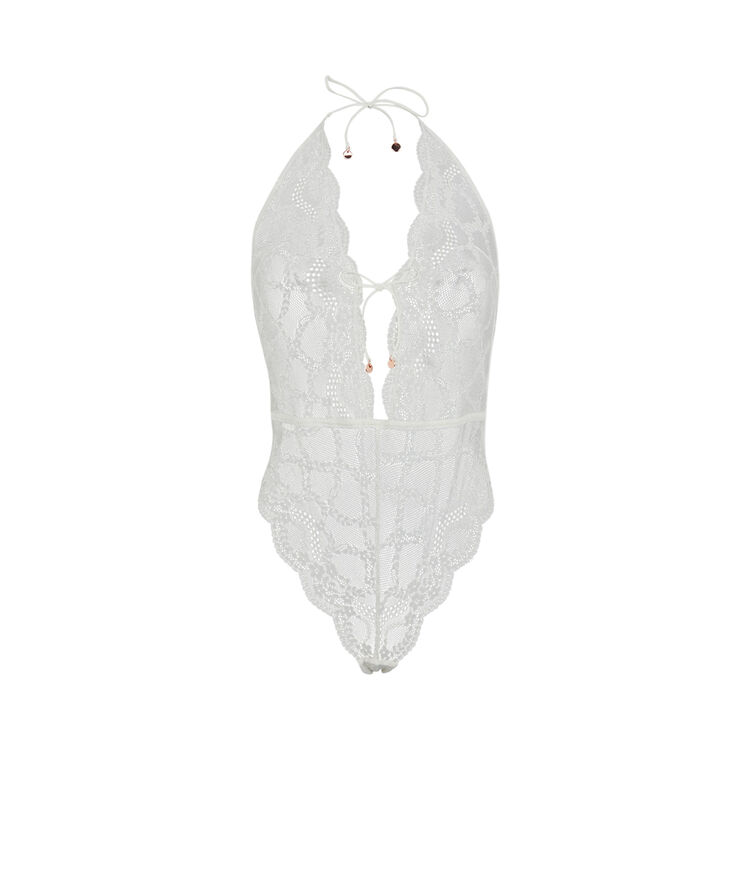 Body tanga en dentelle sans armatures - blanc blanc.