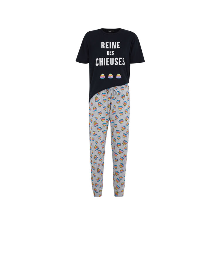 Set pyjama top + pantalon à imprimé reinchieusiz noir.