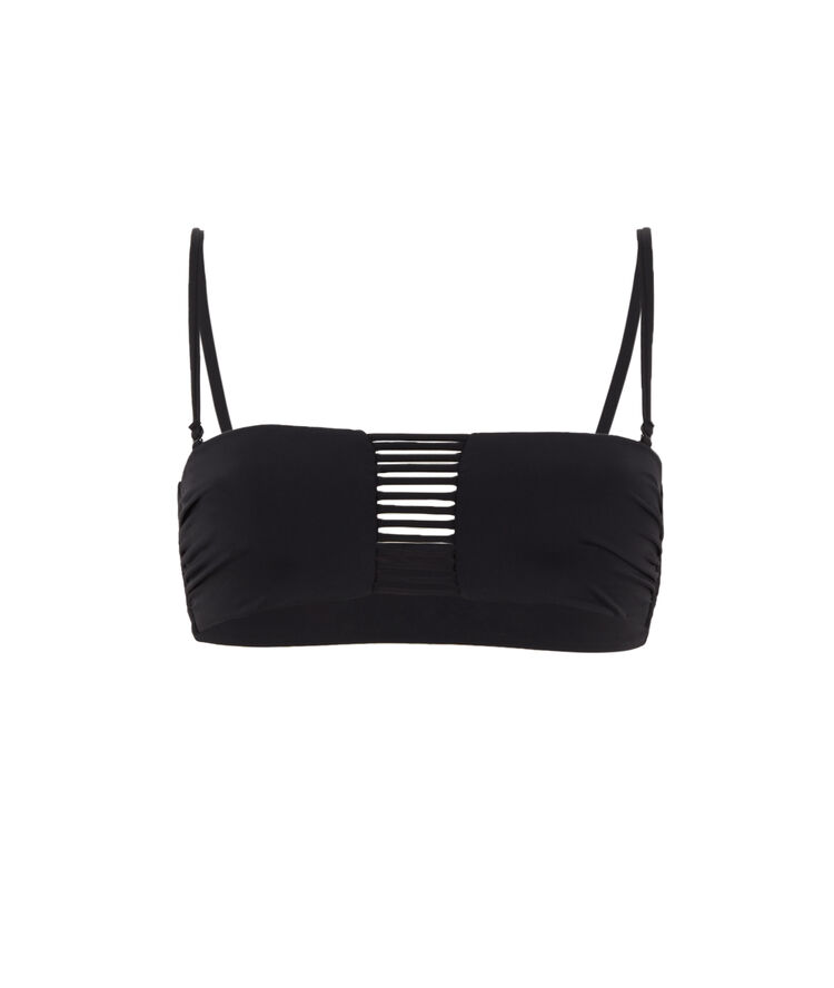 Haut de maillot de bain bandeau réversible - noir noir.