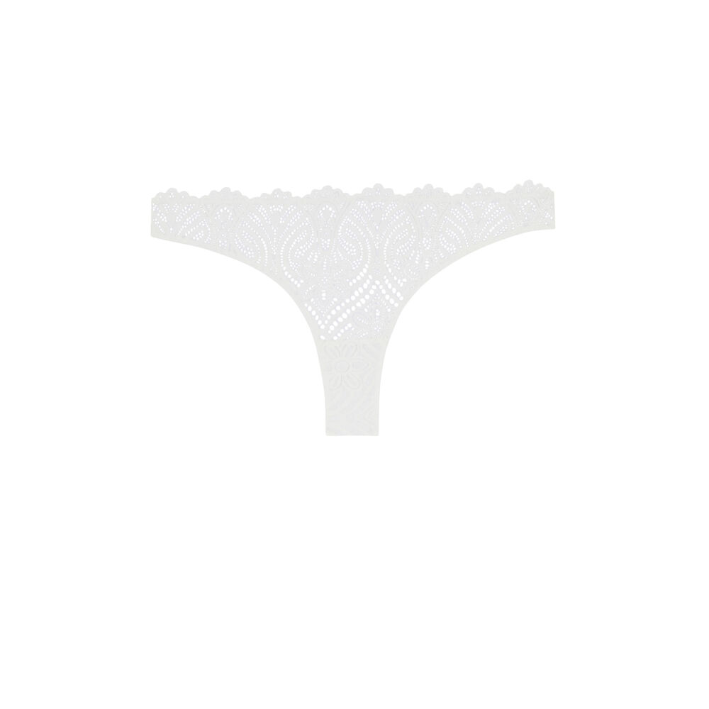 Tanga en dentelle - blanc blanc.