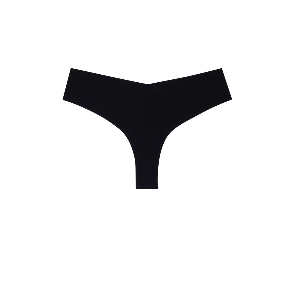 Tanga en microfibre uni - noir noir.