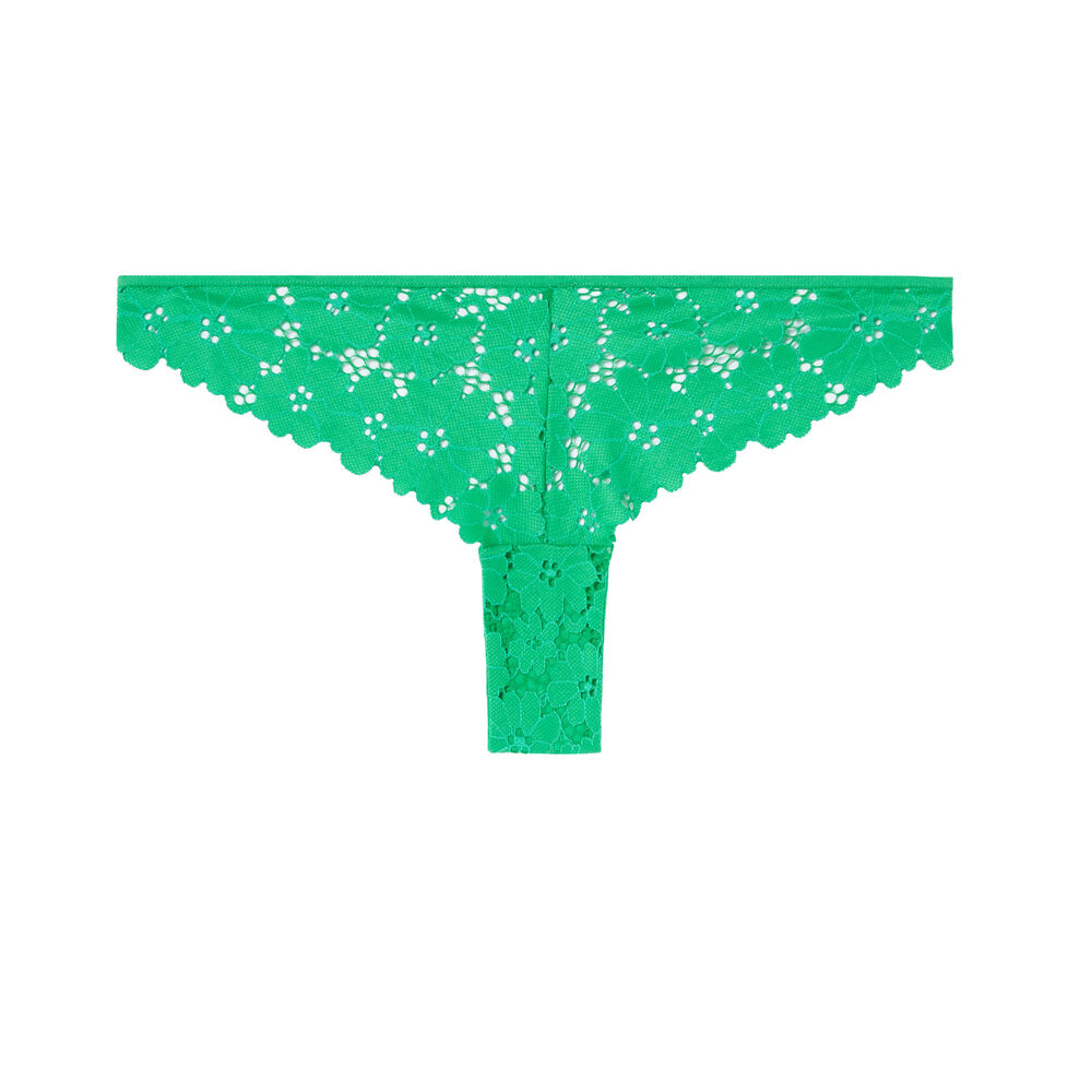 Tanga tout dentelle ajourée - vert vert.