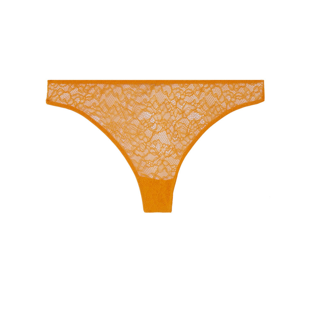 Tanga en dentelle - mangue orange.