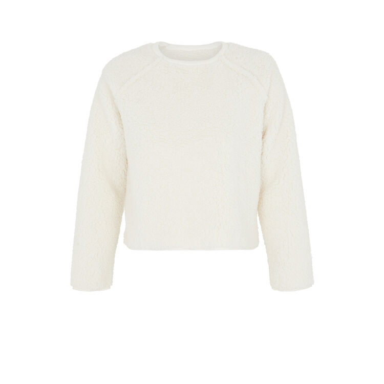 Sweat polaire réversilble sherpiz blanc cassé.