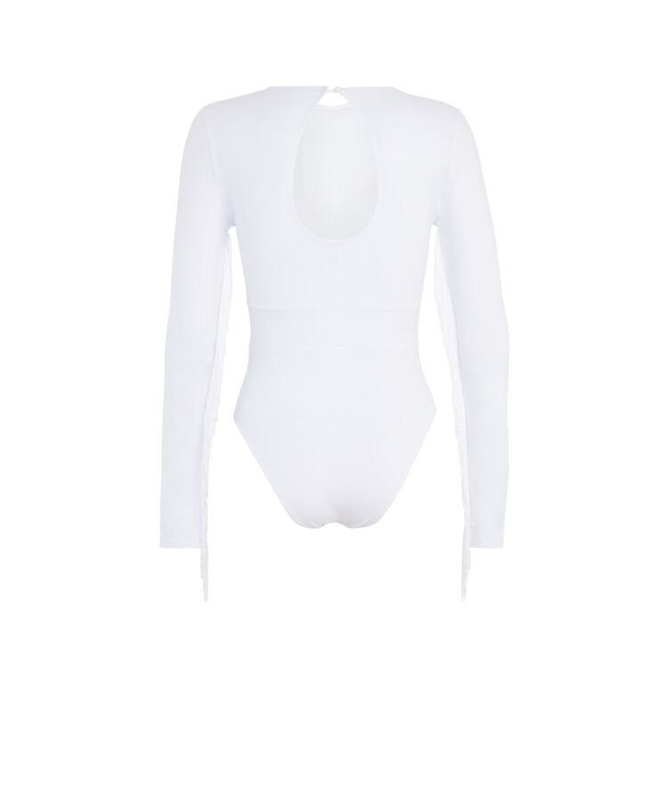 Body en jersey à franges détail studs elviz blanc.