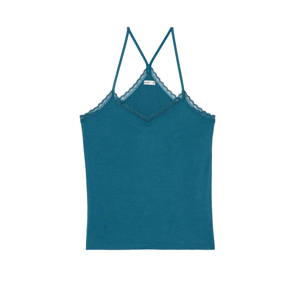 Top en jersey à fines bretelles - bleu bleu.