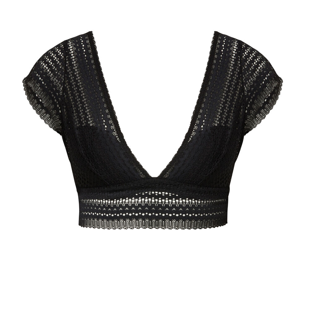 Brassière à épaules en dentelle - noir noir.