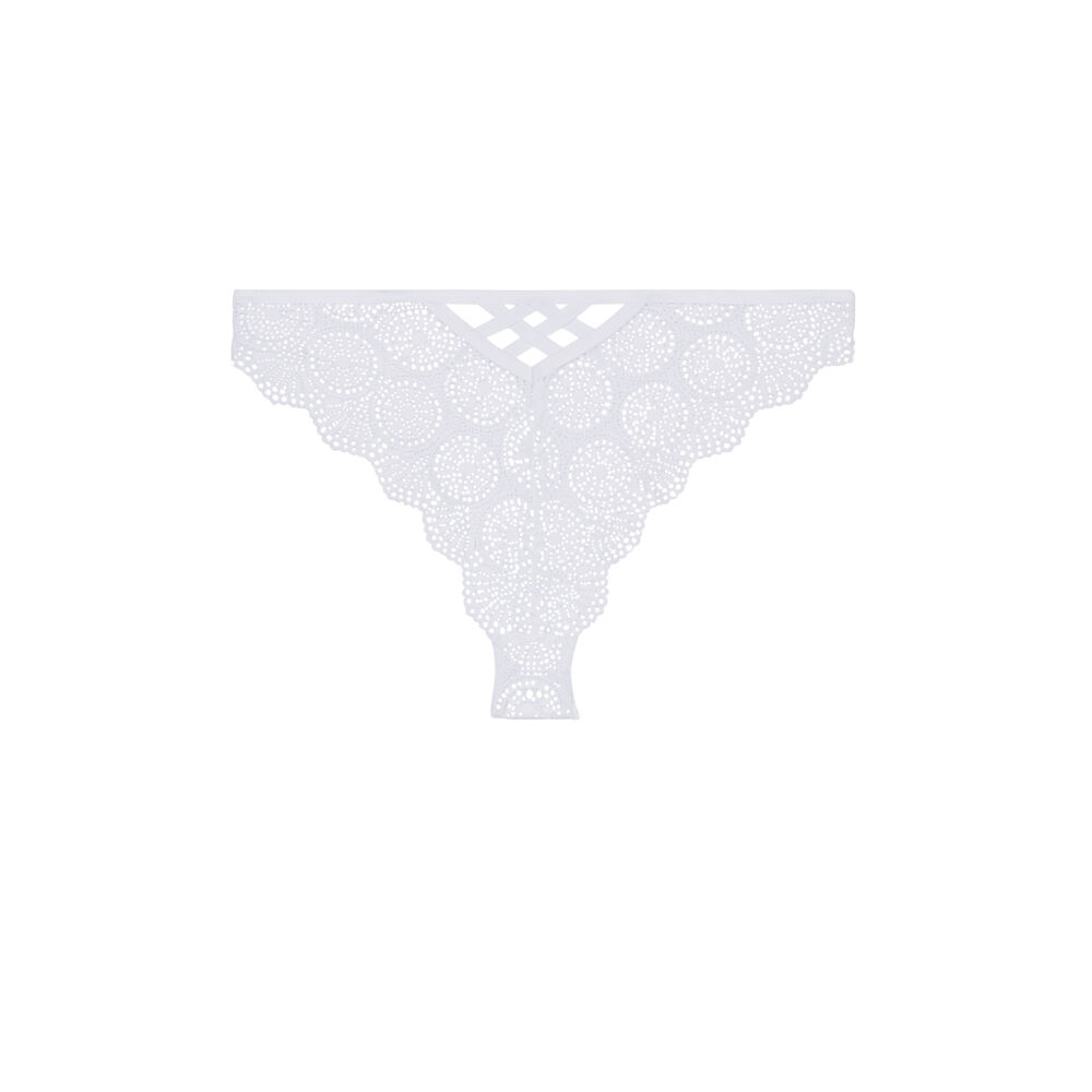 Tanga en dentelle - blanc blanc.