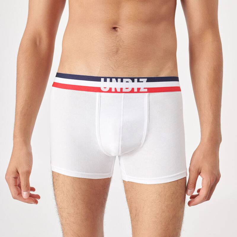 boxer en coton à détails tricolores - blanc boxer en coton à détails tricolores - blanc;