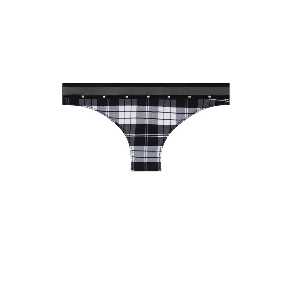 Tanga à motif - noir noir.