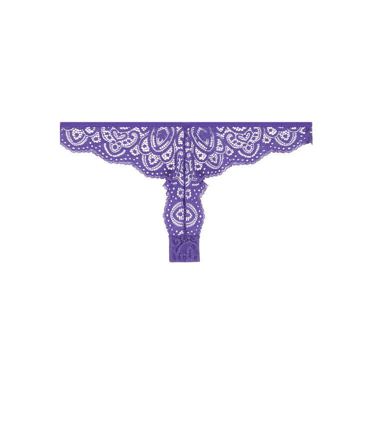 Tanga en dentelle fleurie - violet violet.