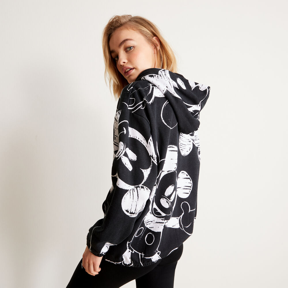 Sweat zippé à motifs mickey - noir noir.