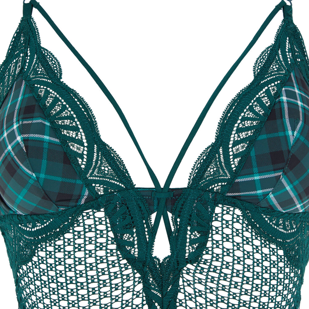 Body en résille et dentelle - vert vert.