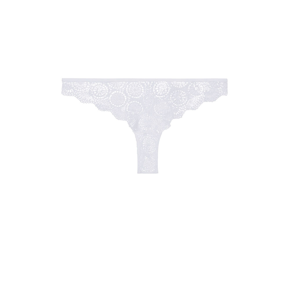 Tanga en dentelle - blanc blanc.