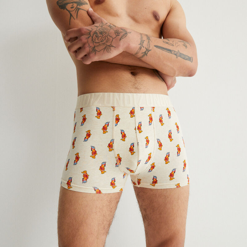 boxer en coton à motifs perroquet - écru boxer en coton à motifs perroquet - écru;