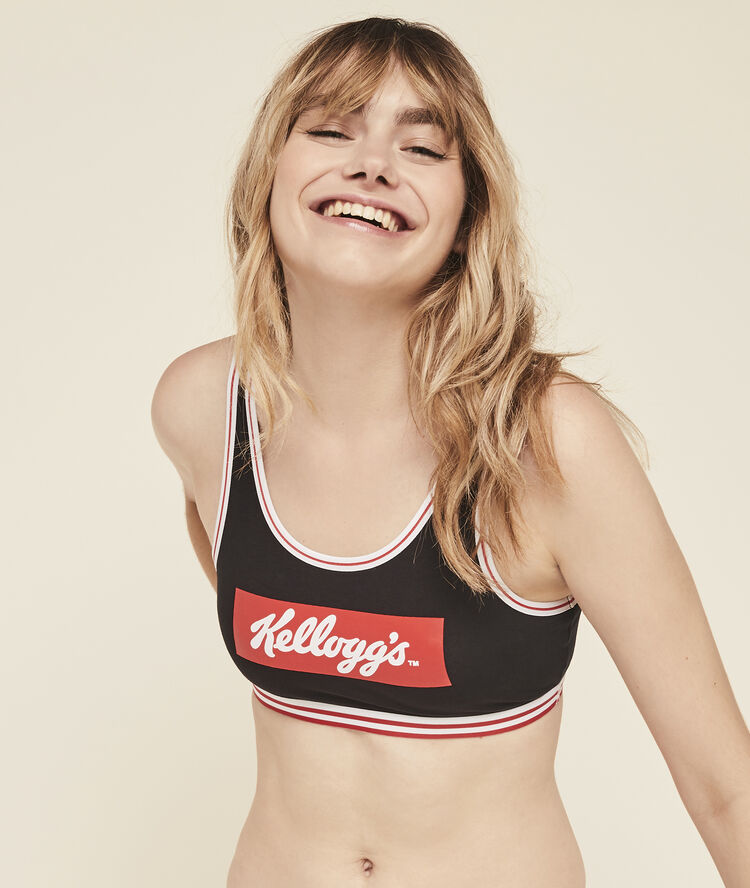 Brassière en coton sans armatures licence kellogg's noir.