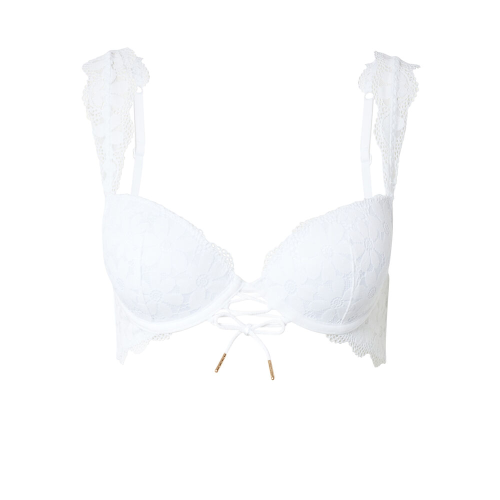 Soutien-gorge ampli à bretelles dentelle - blanc blanc.