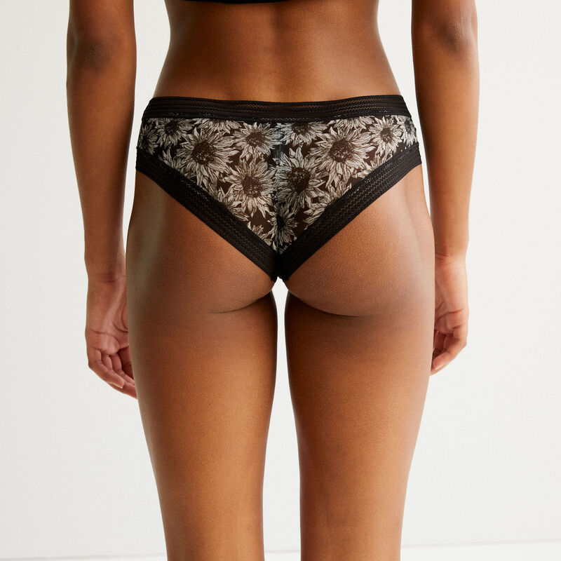 shorty en tulle à motifs tournesols - noir shorty en tulle à motifs tournesols - noir;