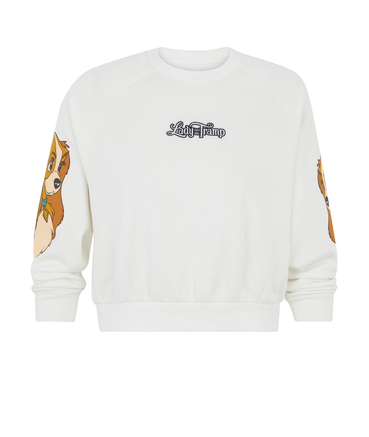 Sweat à col rond print lady teamladiz écru.