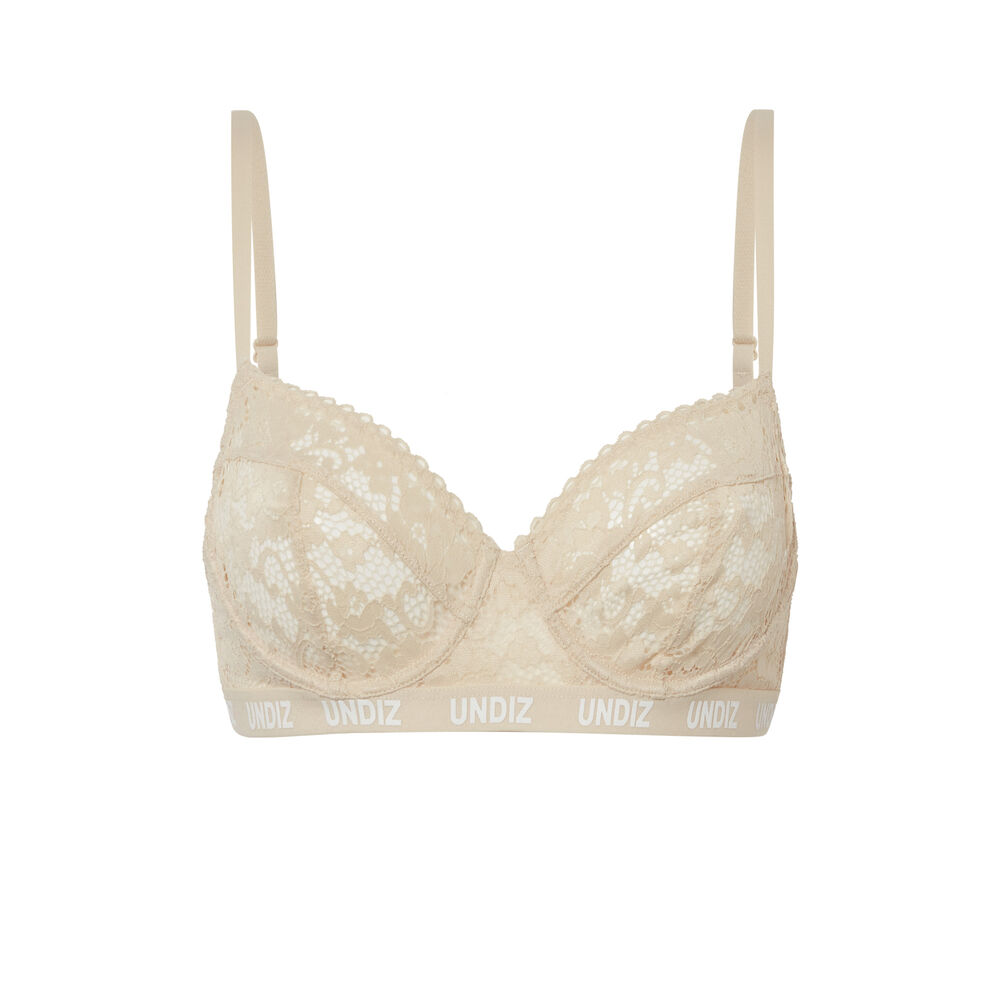 Soutien-gorge corbeille en dentelle détail élastique - écru ecru.