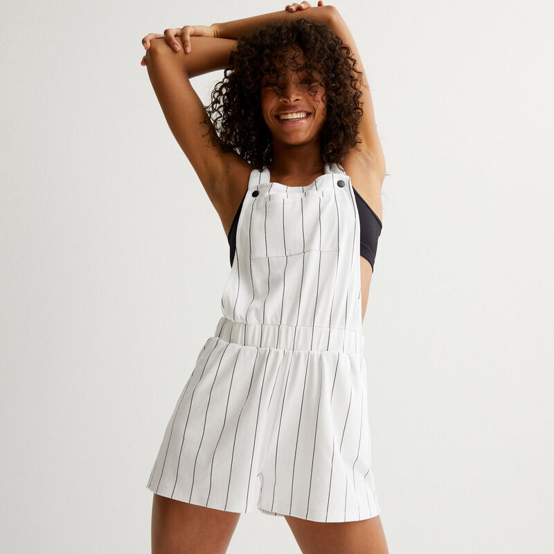 combi saloppette short rayée - blanc combi saloppette short rayée - blanc;
