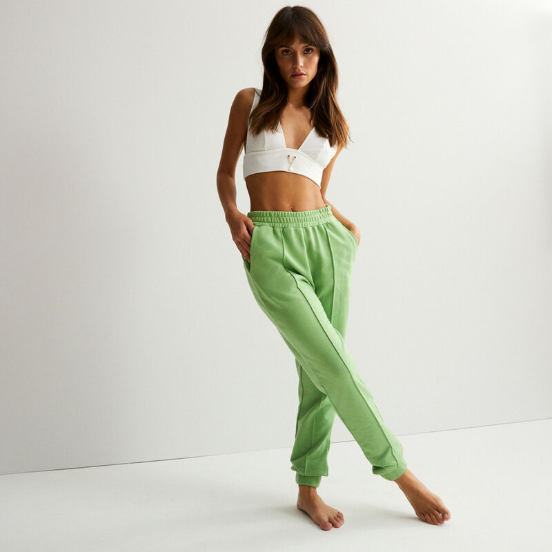 pantalon taille froncée détail couture - vert pantalon taille froncée détail couture - vert;