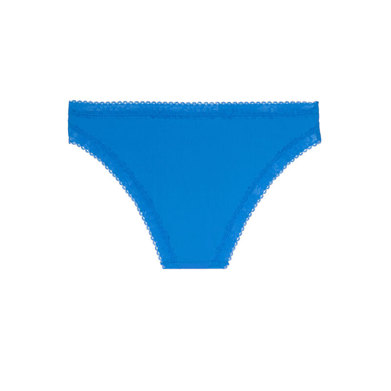 culotte uni en micro à détail dentelle - bleu vif culotte uni en micro à détail dentelle - bleu vif;