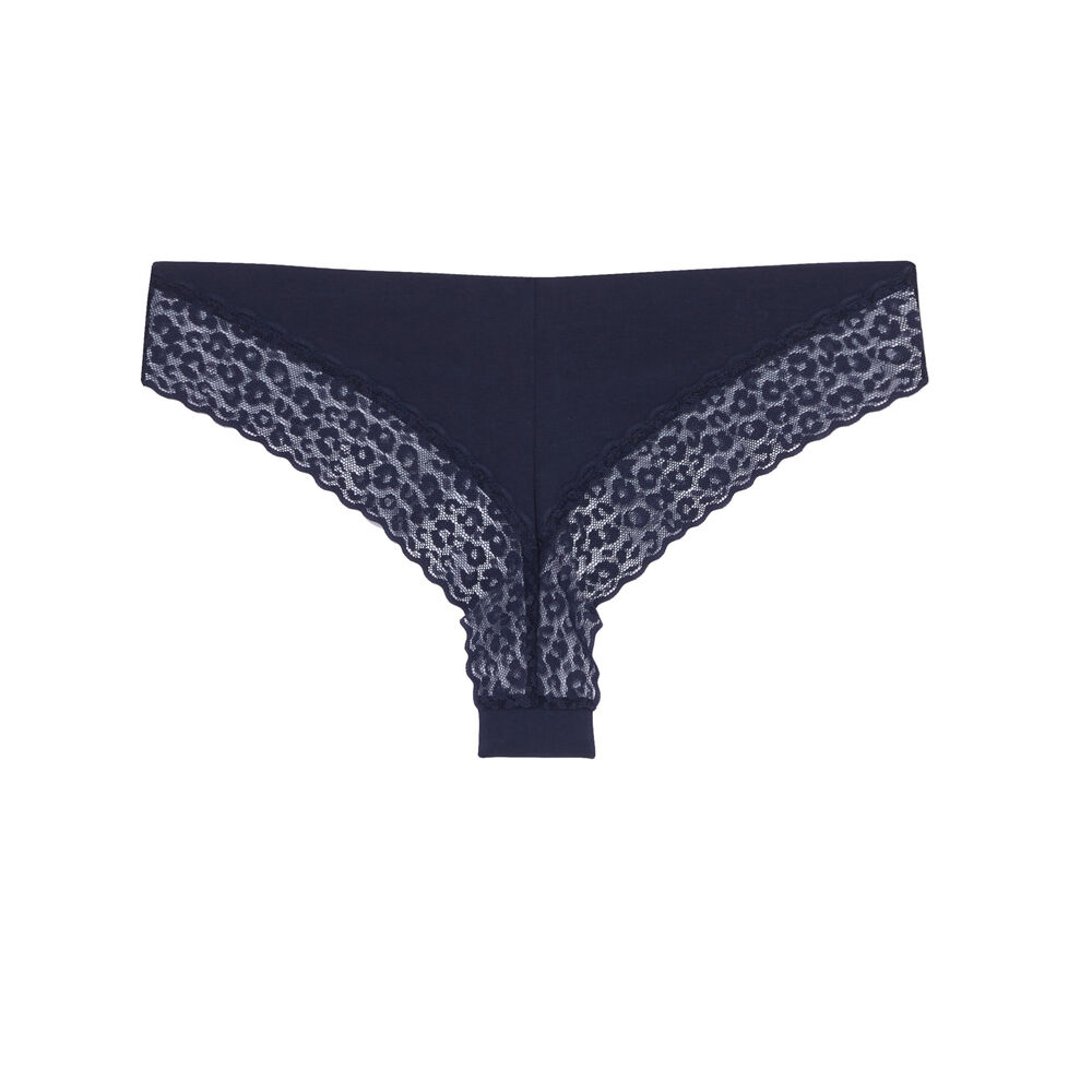 Tanga en coton uni - bleu bleu.