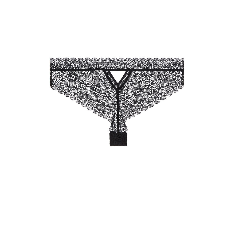 Tanga en dentelle - noir noir.