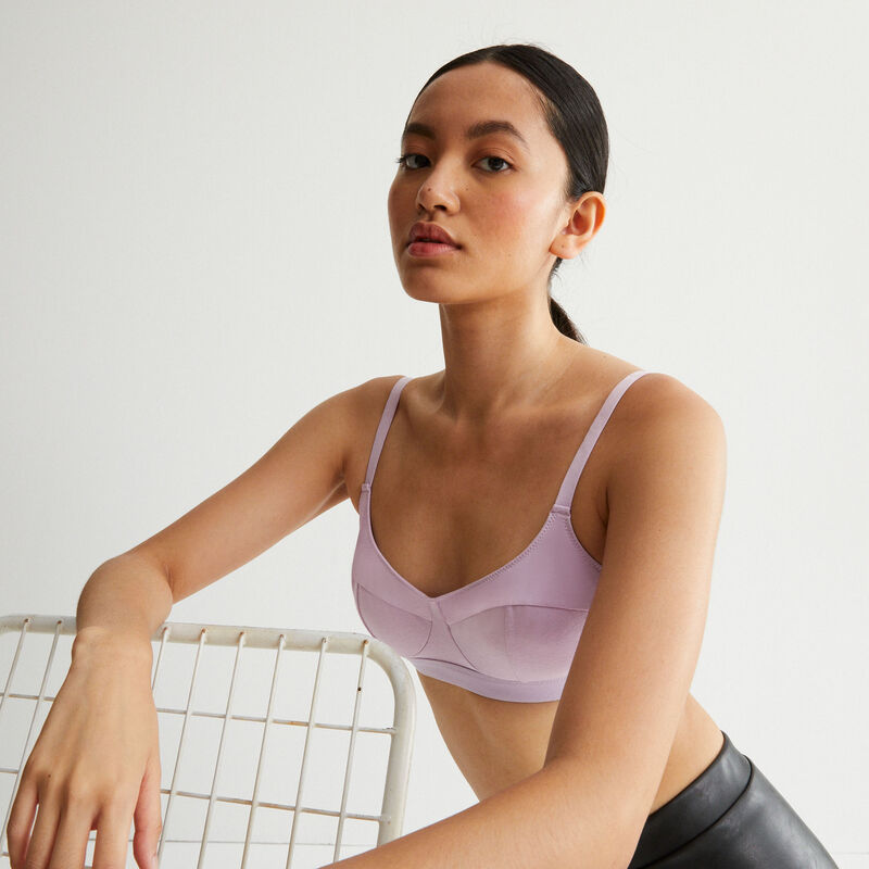 brassière uni en coton sans armatures - lilas brassière uni en coton sans armatures - lilas;