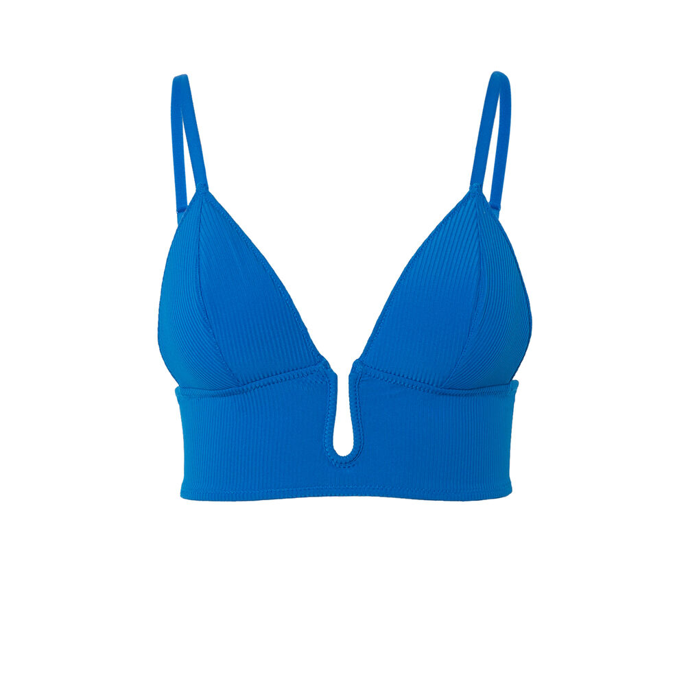 Soutien-gorge triangle sans armatures à détail décolleté - bleu bleu.