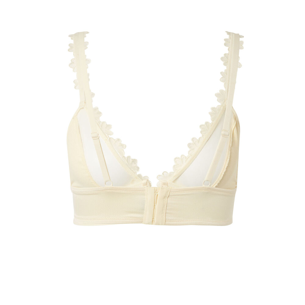 Soutien-gorge triangle sans armatures détails fleurs dentelle - ecru ecru.