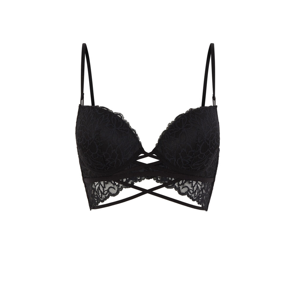 Soutien-gorge push en dentelle - noir noir.