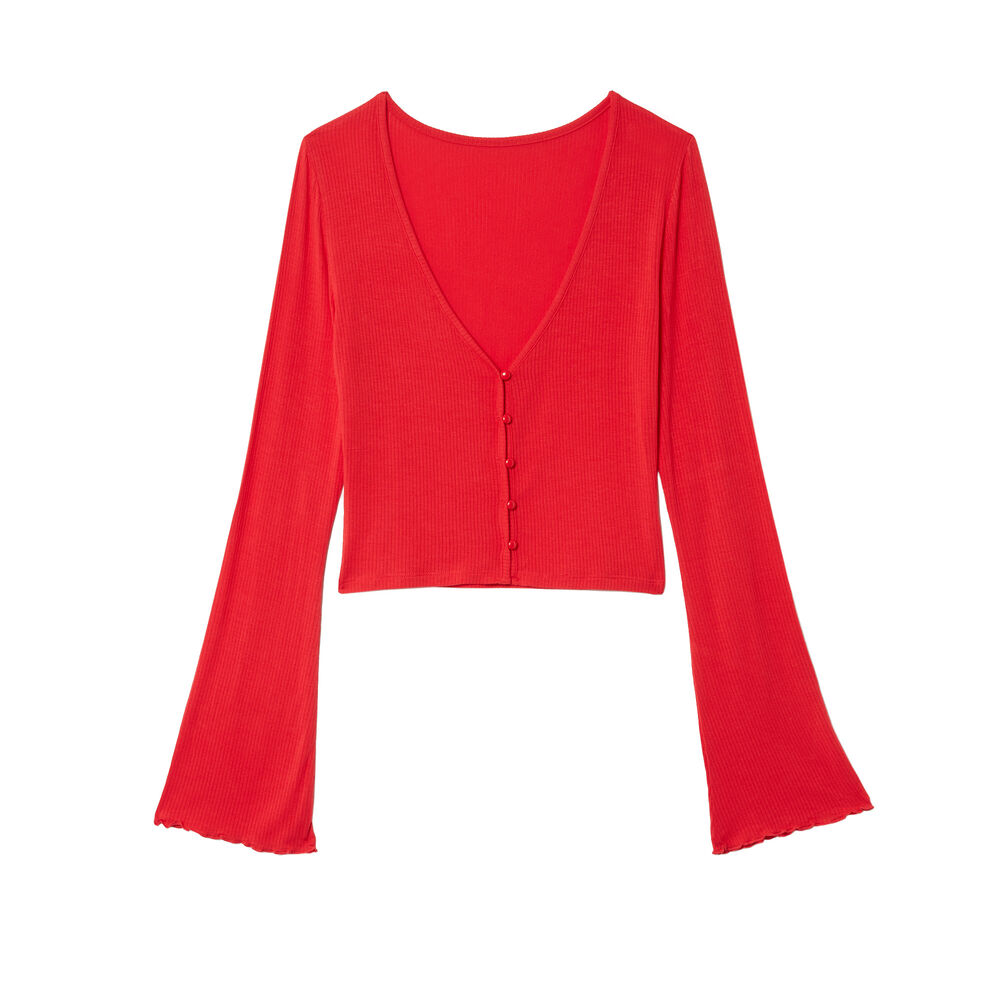 Top manches longues à boutons - rouge rouge.