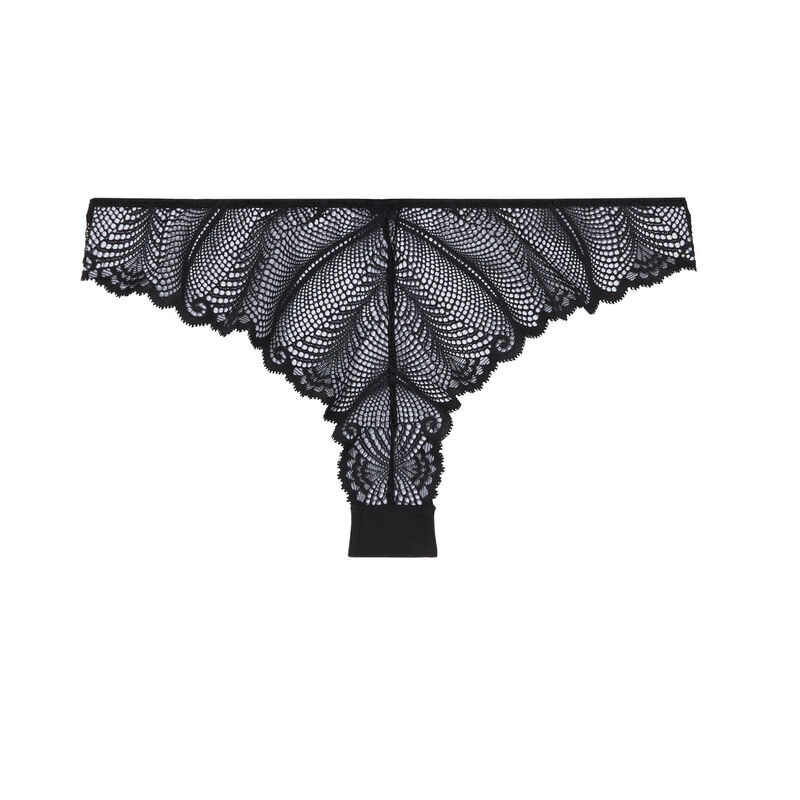 tanga en dentelle et micro - noir tanga en dentelle et micro - noir;
