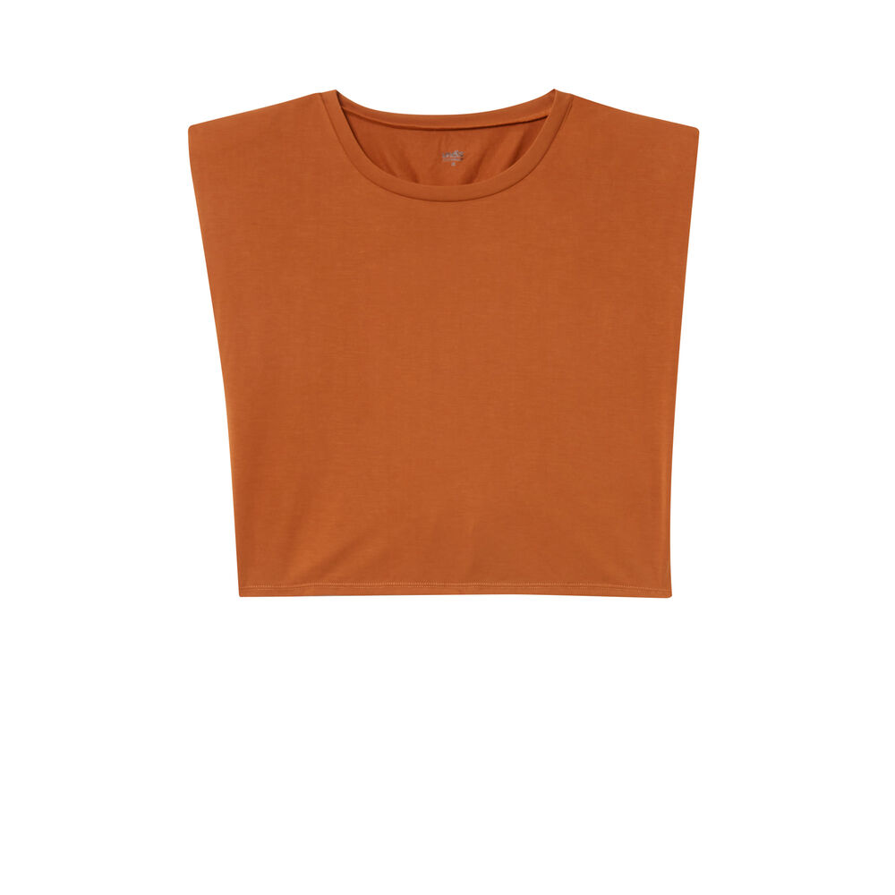 Top dos nu noué à épaulettes - marron marron.