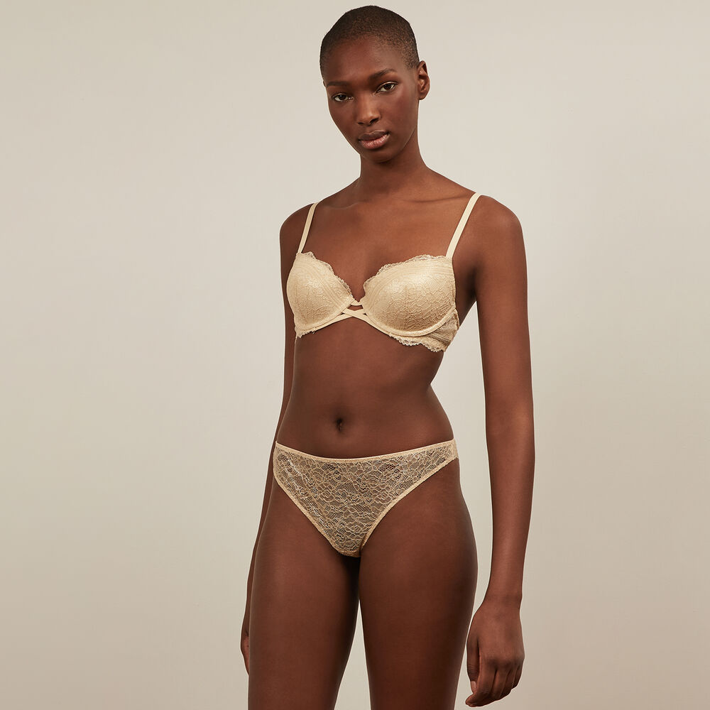 Tanga en dentelle - doré doré.