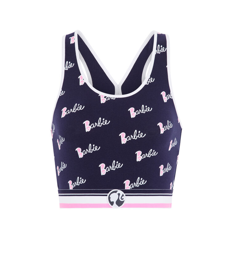 Top brassiere imprime logo barbie chambarbiz bleu marine.