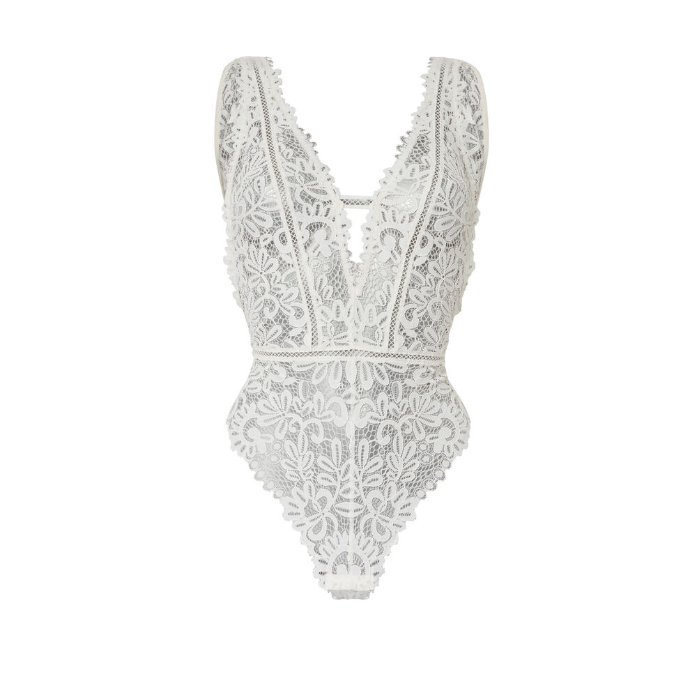 Body tout en dentelle fine - écru ecru.
