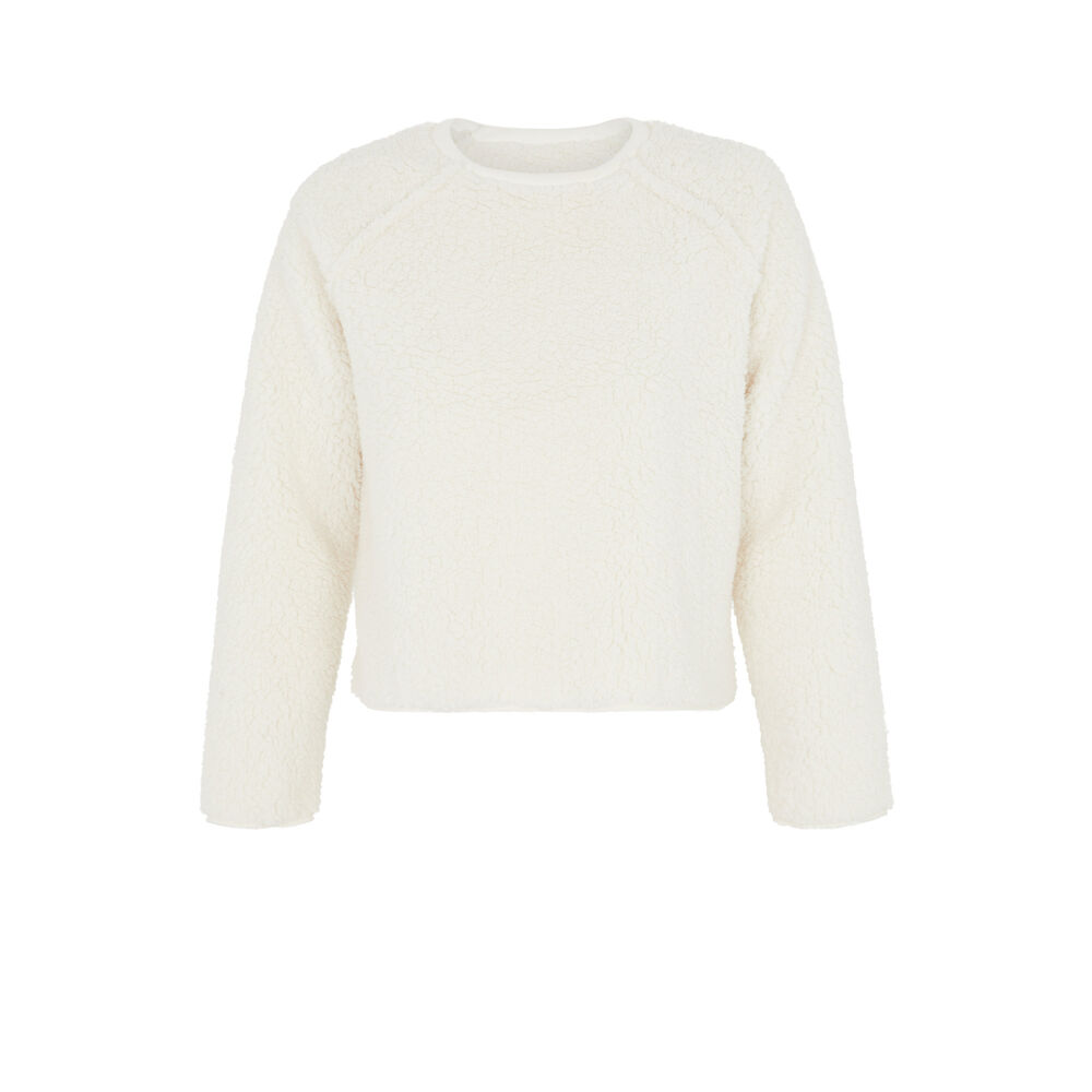Sweat polaire réversilble sherpiz blanc cassé.