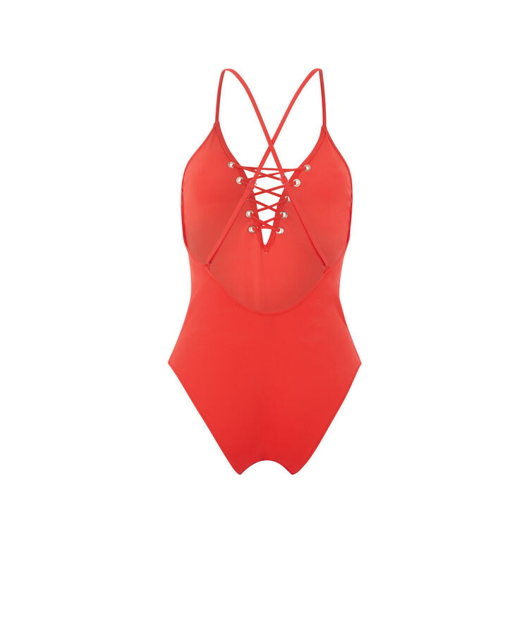 Maillot de bain une pièce détail laçage - rouge rouge.