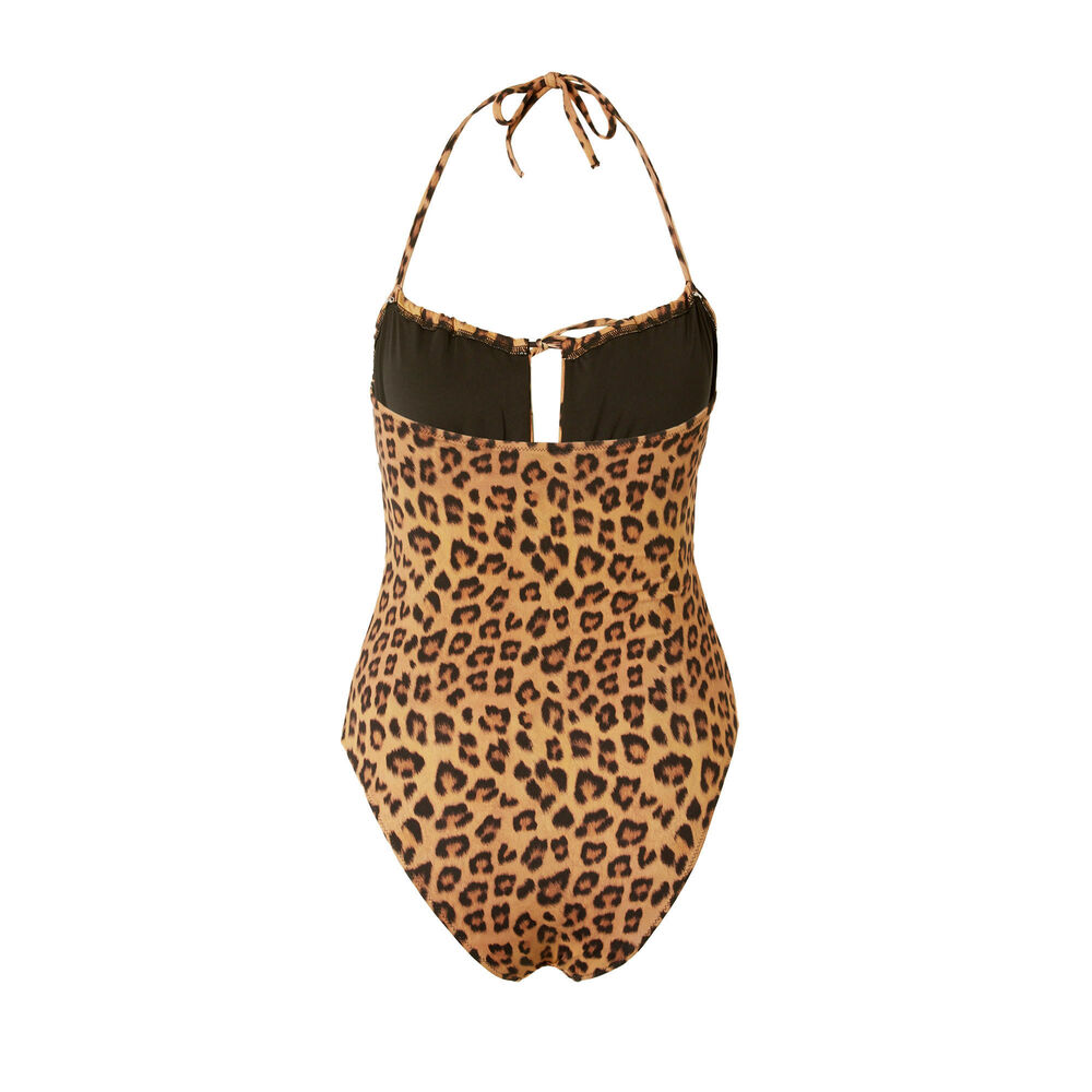 Maillot de bain 1 pièce imprimé léopard - marron marron.