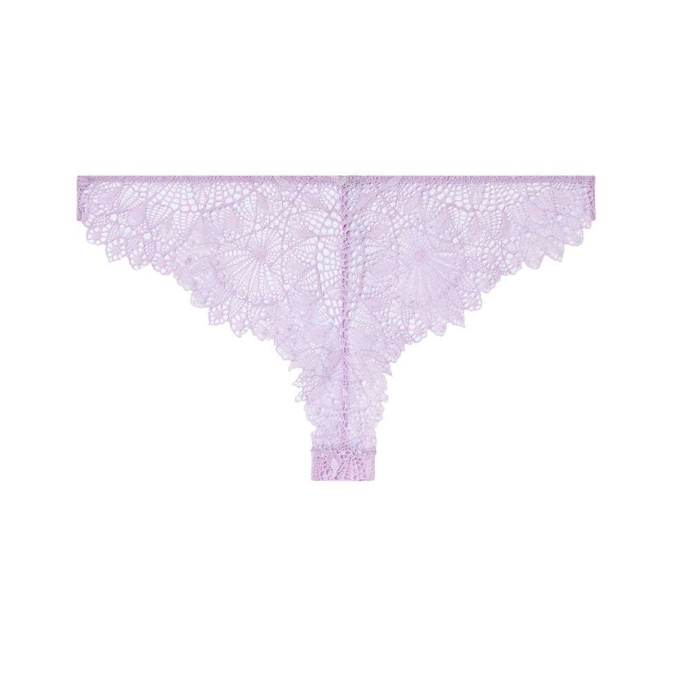 Tanga en dentelle à détail bijou - lilas violet.