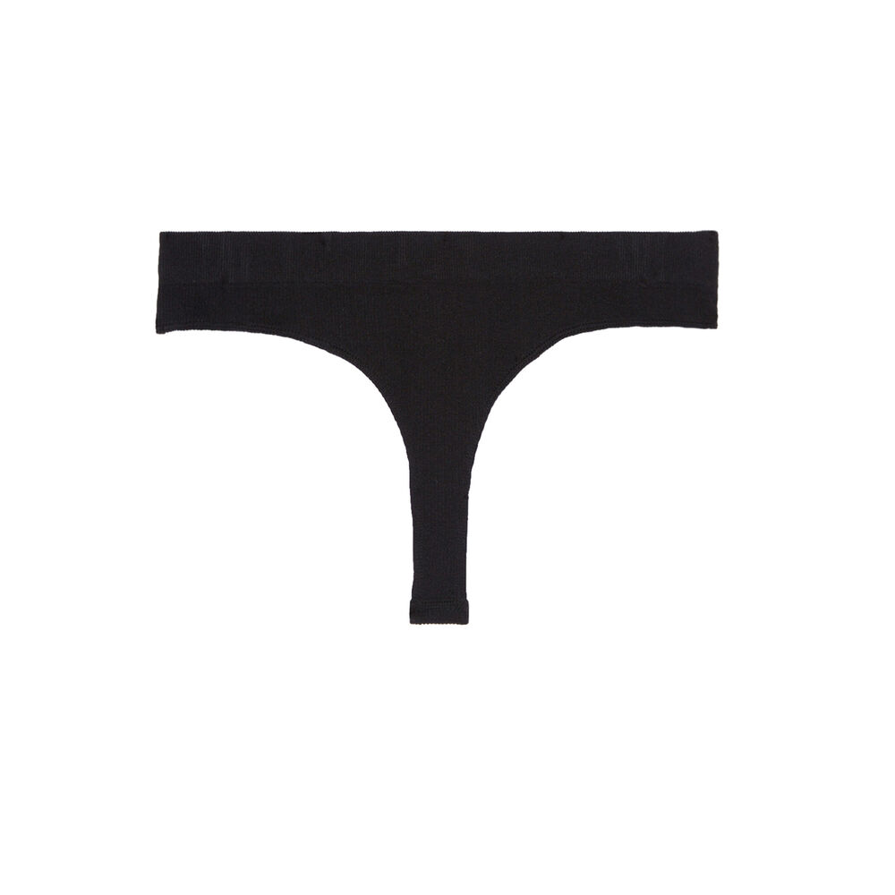 String sans couture taille haute - noir noir.