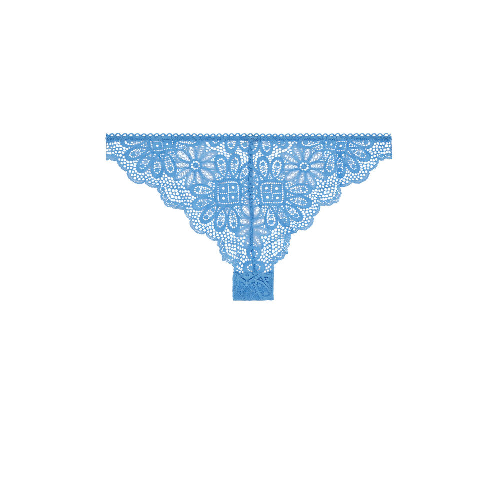Tanga en dentelle détail bijou - bleu bleu.