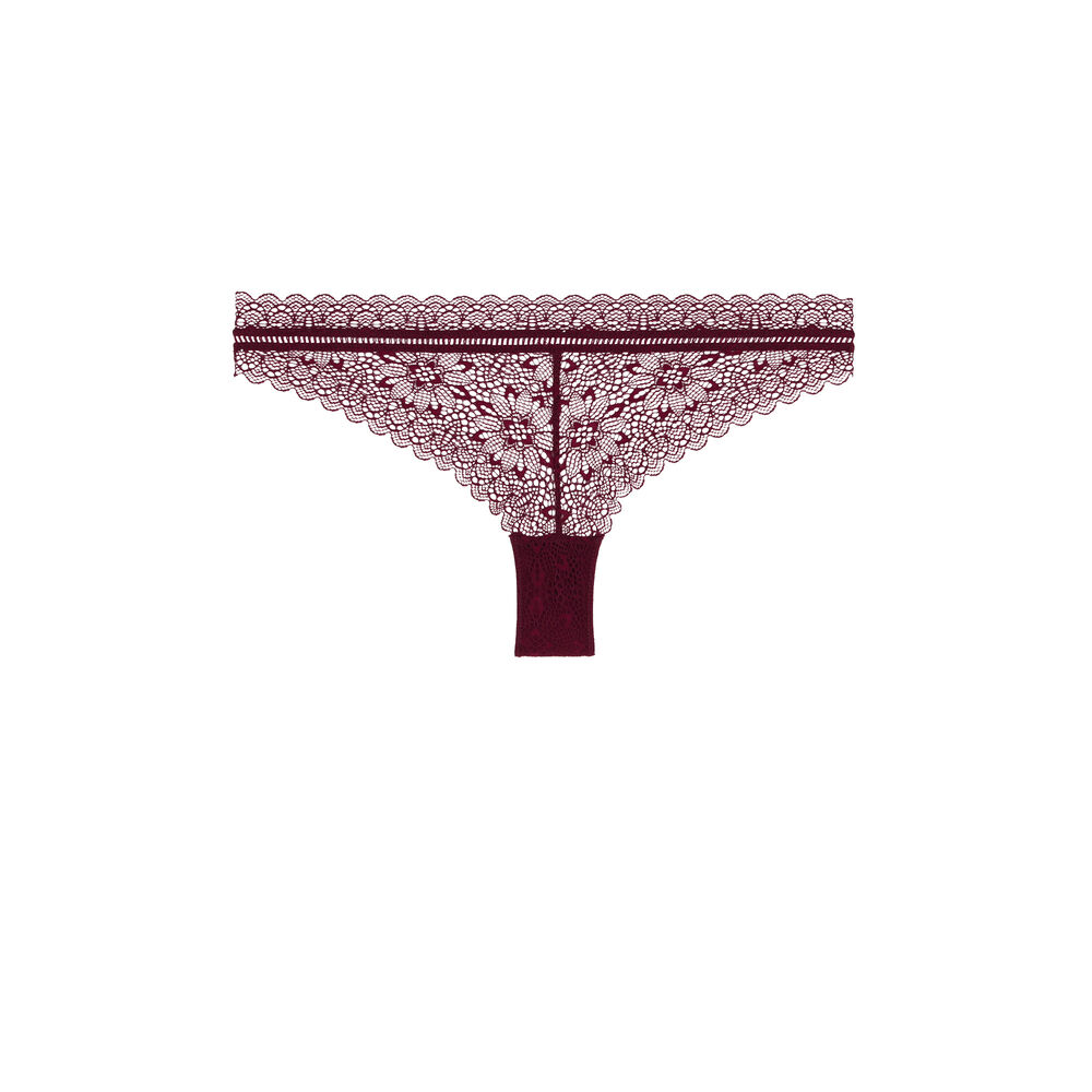 Tanga en dentelle à fleurs - rouge rouge.