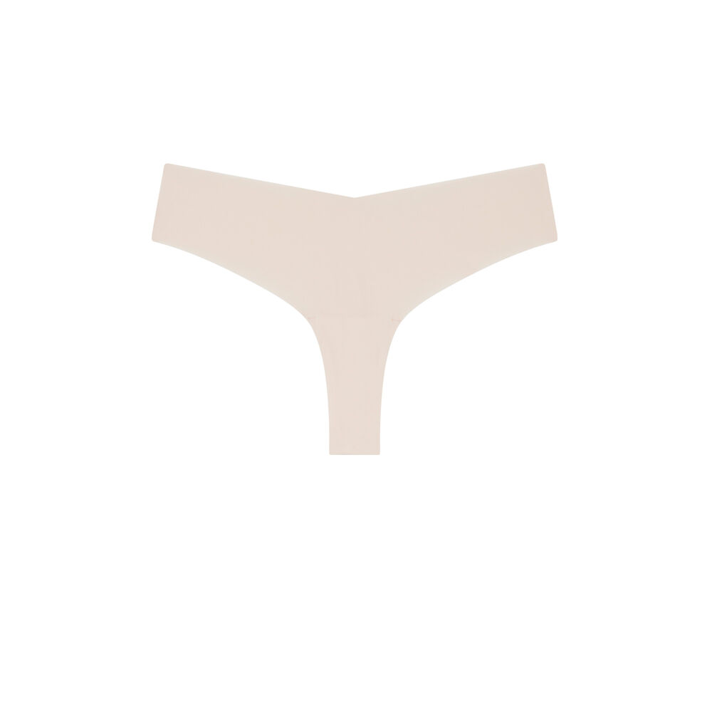 Tanga en microfibre uni - rose clair rose.