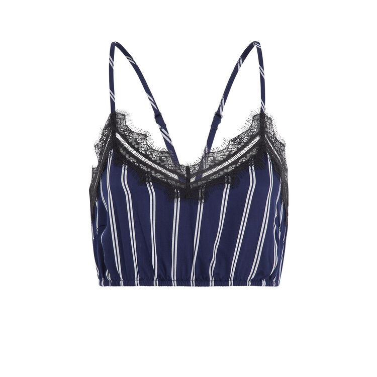 Top satin a rayures raynuitiz bleu marine.